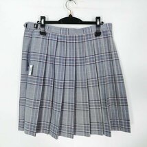 1円 スクールスカート 大きいサイズ 夏物 w80-丈54 チェック 中学 高校 プリーツ 学生服 制服 女子 中古 HK3680_画像2