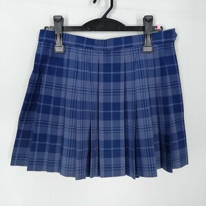 1円 スクールスカート 大きいサイズ 夏物 w72-丈39 チェック 中学 高校 マイクロミニ プリーツ 学生服 制服 女子 中古 HK3668