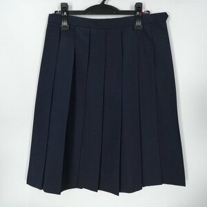 1円 スクールスカート 大きいサイズ 夏物 w72-丈60 チェック 中学 高校 プリーツ 学生服 制服 女子 中古 HK3693