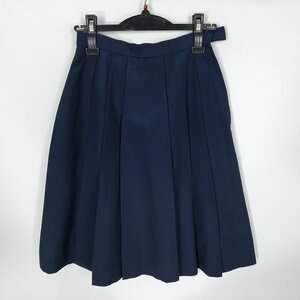 1円 スクールスカート 夏物 w58-丈55 紺 中学 高校 プリーツ 学生服 制服 女子 中古 HK3052