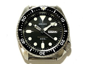 中古 駆動OK SEIKO セイコー プロフェッショナル200m ダイバー 7C43-7010 SS デイ デイト 黒文字盤 メンズ 腕 時計 クォーツ ケースのみ