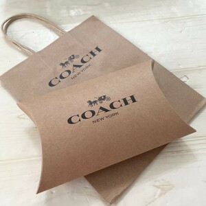 COACH ショップ袋 ギフトボックス 紙袋 コーチ ショッパー　プレゼント　箱　プレゼント用　Ｓ ブラウン キーホルダー小物 ギフト箱　新品