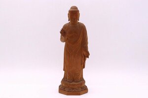 【美品】 今川良雄 作 大仏 仏像 如来 木像 仏教美術 木彫り 手彫り 天然木 細工彫刻 全長23cm 【希少品】 1円スタート