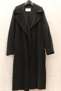 【中古美品】MaxMara マックスマーラ カシミア ウール ベルテッドコート 白タグ ブラック 黒 レディース サイズ44 ロングコート