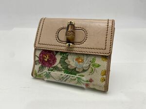 ★【売り切り】GUCCI グッチ バンブー 二つ折り 花柄 レディース財布