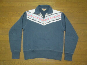  excellent Cushman CUSHMAN snow pattern half Zip sweat 26942 M collar attaching D gray Zip up sweatshirt 