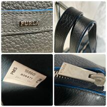 【！未使用級！】 FURLA フルラ ジョーヴェ トートバッグ メンズ ビジネス オールレザー シボ革 A4 3室 大容量 黒 ブラック ブルー GIOVE_画像9