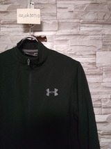 men's F893 UNDER ARMOUR アンダーアーマー ジップアップ トラックトップ ジャケット SM ダークグリーン系_画像1