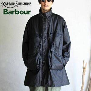 美品 Kaptain sunshine Barbour stand collar traveller coat 36 navy / バブアー トラベラーコート