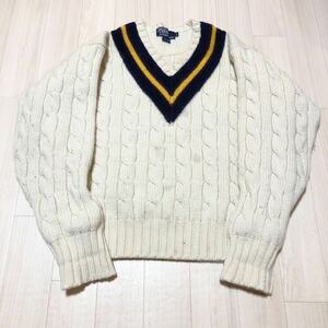 vintage POLO by RALPH LAUREN ポロラルフローレン スクールニット セーター ケーブル ゲージニット RL ビンテージ