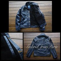 18万■レア 新作 Gabriel 牛革 インディゴ 最上級ナッパ革 Gジャンライダース レザージャケットUNION MADE 506 Type /46/XXXXL_画像2