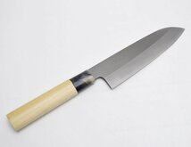 3点セット 未使用 堺不動剱 三徳包丁 刃渡り約18.5cm 全長約31.5cm 出刃包丁 刃渡り約17cm 全長約29cm 刺身包丁 刃渡り約21cm 全長約34cm_画像2