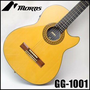 良品 Morris エレガット ギター GG-1001 全長約100cm 弦高6弦約4mm 1弦約2mm フレット数20 ハードケース付属 モーリス