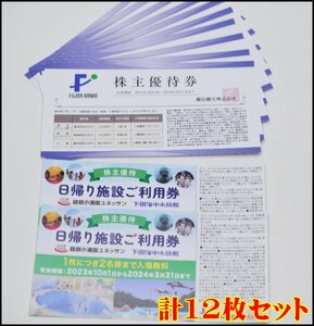 送料税込 藤田観光 株主優待券 10枚 / 箱根小涌園ユネッサン・下田海中水族館 日帰り施設ご利用券 2枚 計12枚 2024年3月31日まで