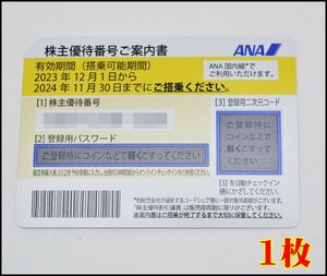 即決 送料税込 1枚 最新 全日空 ANA 株主優待券 2024年11月30日迄 50%割引 コード通知のみも可能