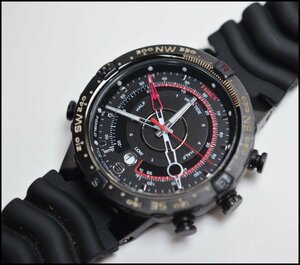 訳あり TIMEX Eコンパス 腕時計 T45581 ブラック ベルト社外品 タイメックス 不動品