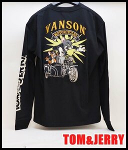 新品 タグ付き vanson×TOM＆JERRY コラボ ロングTシャツ ブラック XLサイズ TJV-2330 バンソン トムとジェリー 刺繍