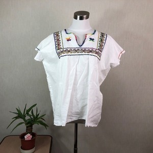 N025* ethnic style race series design embroidery sleeveless tunic XL rank 