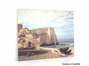 Art hand Auction ★r5o309★Good condition★Courbet★Gustave Courbet★Realism★Realism★Cliffs of Etretat★Landscape art inspection Ceramic board painting Lithography Monet art art painting, hobby, culture, artwork, others