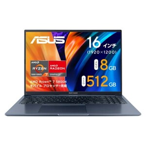 新品未開封品 ASUS Vivobook 16X M1603QA-MB028W 16型/AMD Ryzen7 5800H/8GB/SSD 512GB/Webカメラ搭載/Windows11/Office付(WPS Office)