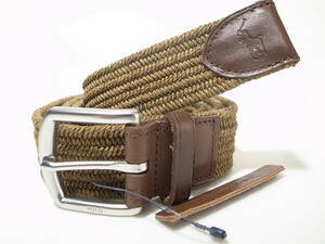 【送料無料 即決】POLO RALPH LAUREN BRAIDED STRETCH BELT ストレッチ 伸び 編み込み ベルトDARK OLIVE サイズL 新品 ポロ ラルフローレン