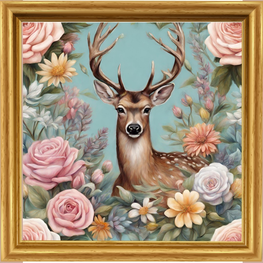 Ilustración de imagen de pintura colorida de flor de ciervo hecha a mano AI, obra de arte, cuadro, otros