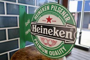 新品　Heineken　ハイネケン　フランジサイン メタルサイン 看板 コーナー 世田谷ベース インテリア　ビール　カフェ　バー