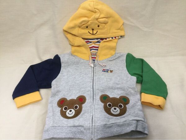 ミキハウスオリジナル フード付きパーカー スウェット プッチーくん 80 日本製