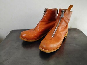 GUIDI BOOTS FRONT ZIP HORSE FULL GRAIN LEATHER PL1 CV29T グイディ フロントジップブーツ ホースレザー サイズ41 26cm 限定色MUSTARD 