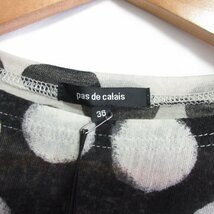 未使用 pas de calais パドカレ 2022年モデル MIXドットプリント ワイドプルオーバー 長袖 シアー Tシャツ カットソー 36 マルチカラー_画像7