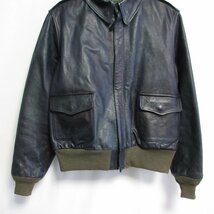 美品 SUGAR CANE シュガーケーン×バズリクソンズ 50周年記念モデル ホースハイド レザー フライトジャケット A-2 Ｌ ネイビー_画像5