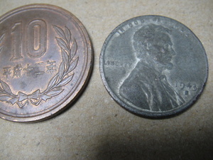 、 　 K11-10、 アメリカ　1セント　1943s　鉄 上品。