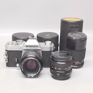 動作品 KONICA AUTOREFLEX T3 HEXANON AR 50mm F1.7 135mm F3.2 28mm F3.5 コニカ 一眼レフフィルムカメラ ボディ レンズ3本 Z4419