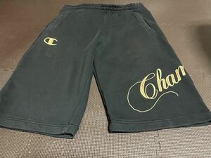  Champion, sweat black, Logo Gold ( embroidery lame entering ) stretch shorts size M