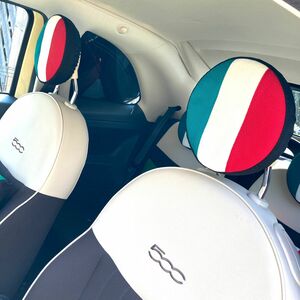 No.237 FIAT500（フィアット チンクエチェント）ヘッドレストカバー2点セット（ブラック）ハンドメイド