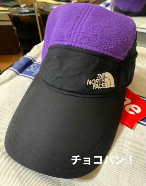 美中古品！THE NORTH FACE フリースキャップ パープル&ブラック