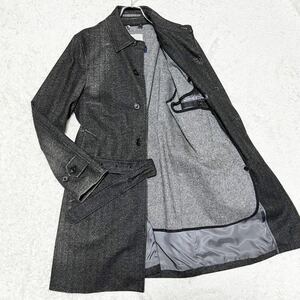 エディフィス×ロロピアーナ ベルト付 ステンカラーコート M相当46 チャコールグレー ライナー付 秋冬 EDIFICE×LoroPiana 1円〜