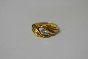 うぶ品　K18、022刻印 ダイヤ付リング 18金 指輪　約2.7g　