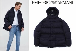 19万新品◆54=XXL◆EMPORIOアルマーニ 紺カシミア混ウールダウンジャケット 1円