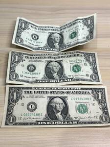 [2264] アメリカ紙幣 まとめ３枚 1ドル/3枚 合計3ドル アメリカ USドル 外国紙幣 