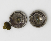 本物 オールド5セントコイン使用 コンチョ インデイアンとバッファロー2個セット 直径21mm_画像2