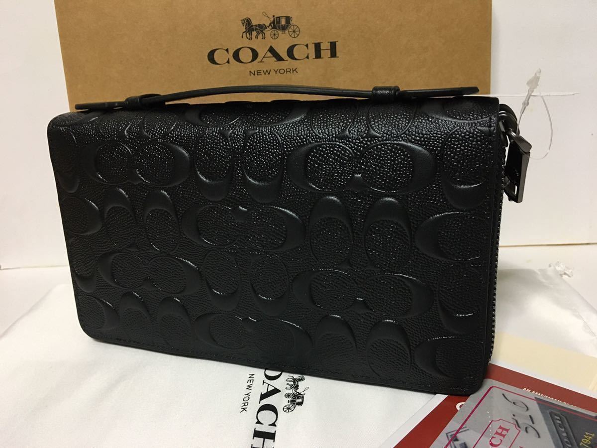 コーチ長財布 シグネチャーダブルジップレザー COACHアウトレット 新品