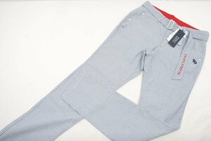 coco★新品★パーリーゲイツ★ハート総柄ストレッチロングパンツ★シャンブレー★紺系★4(M)※レターパックプラス発送可★80681