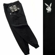 新品 プレイボーイ 2023秋冬 裏毛 刺繍 スウェット パンツ L 黒【33056_99】 PLAYBOY メンズ スエット イージーパンツ ジョガーパンツ_画像1