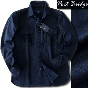 新品 ポートブリッジ ニット ポケット シャツ ジャケット XL 紺 【BPE855_540】 Port Bridge メンズ カジュアル 秋冬 ケーブル編み