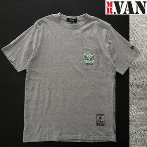 新品 MR.VAN ミスターヴァン 2023春夏 新作 クラシックバス 半袖 Tシャツ M 灰 【va1732032_97】 メンズ カットソー ポケット プリント