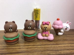 ラインフレンズ LINE FRIENDS ミニマスコットフィギュア 4体まとめて 中古現状品良品 ブラウン コニー チョコ