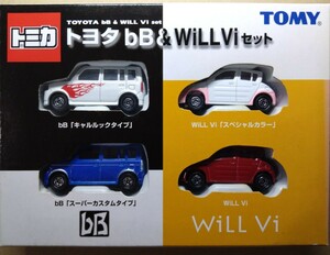 トミカ トヨタbB＆WiLL Viセット (開封済み・箱側面色褪せあり)