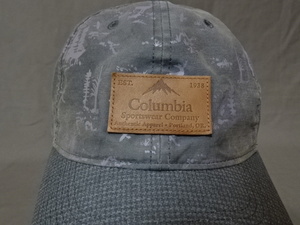 激レア USA購入 人気アウトドア系ブランド コロンビアスポーツ【Columbia】製 ロゴマーク付 絵柄キャップ グレー系 中古品