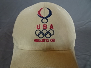 激レア USA購入 2008年北京オリンピック チームUSA 【USA BEIJING 08】 【アメリカ国旗08.08.08】 ロゴ刺繍入りキャップ中古品